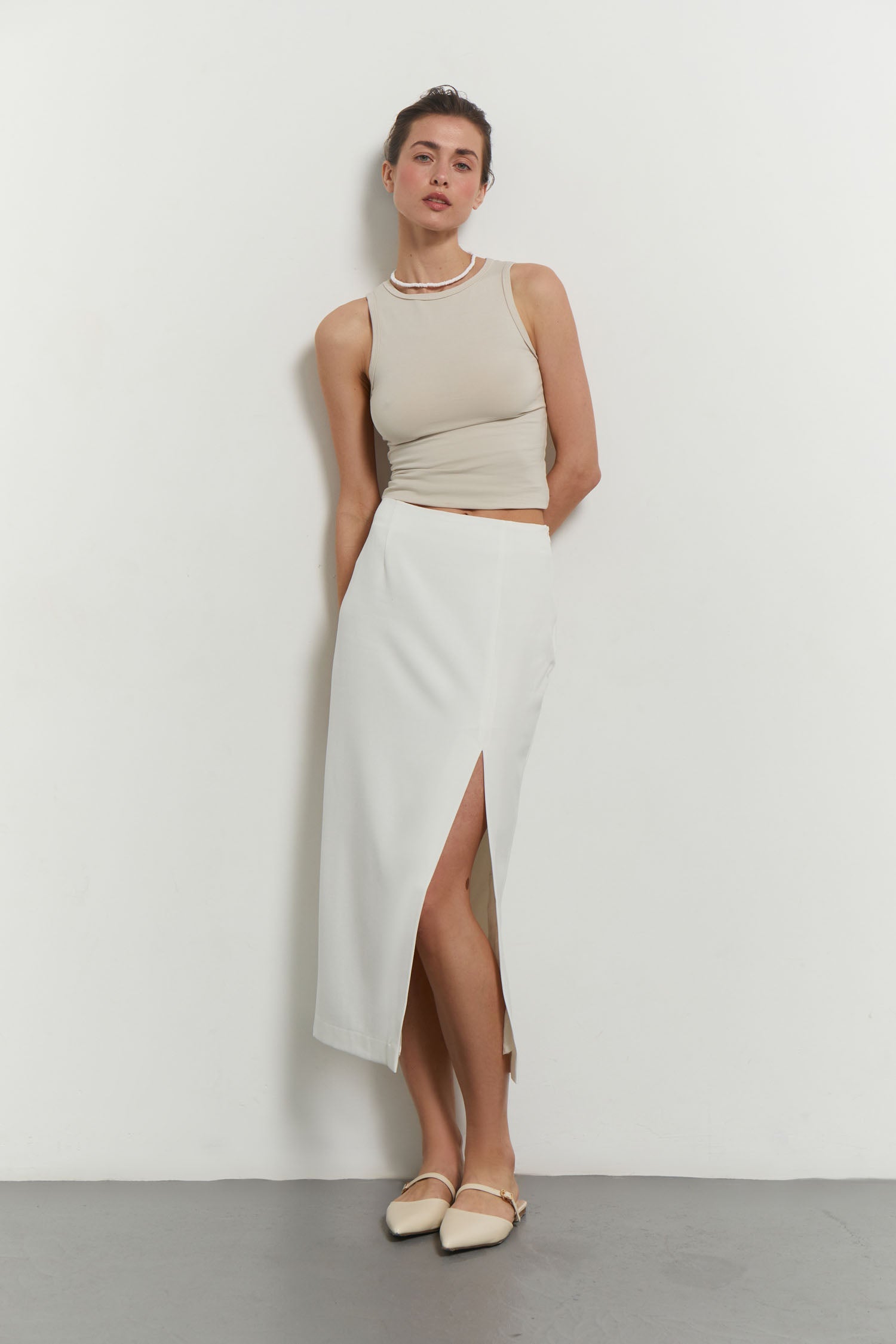 Jersey top in cream