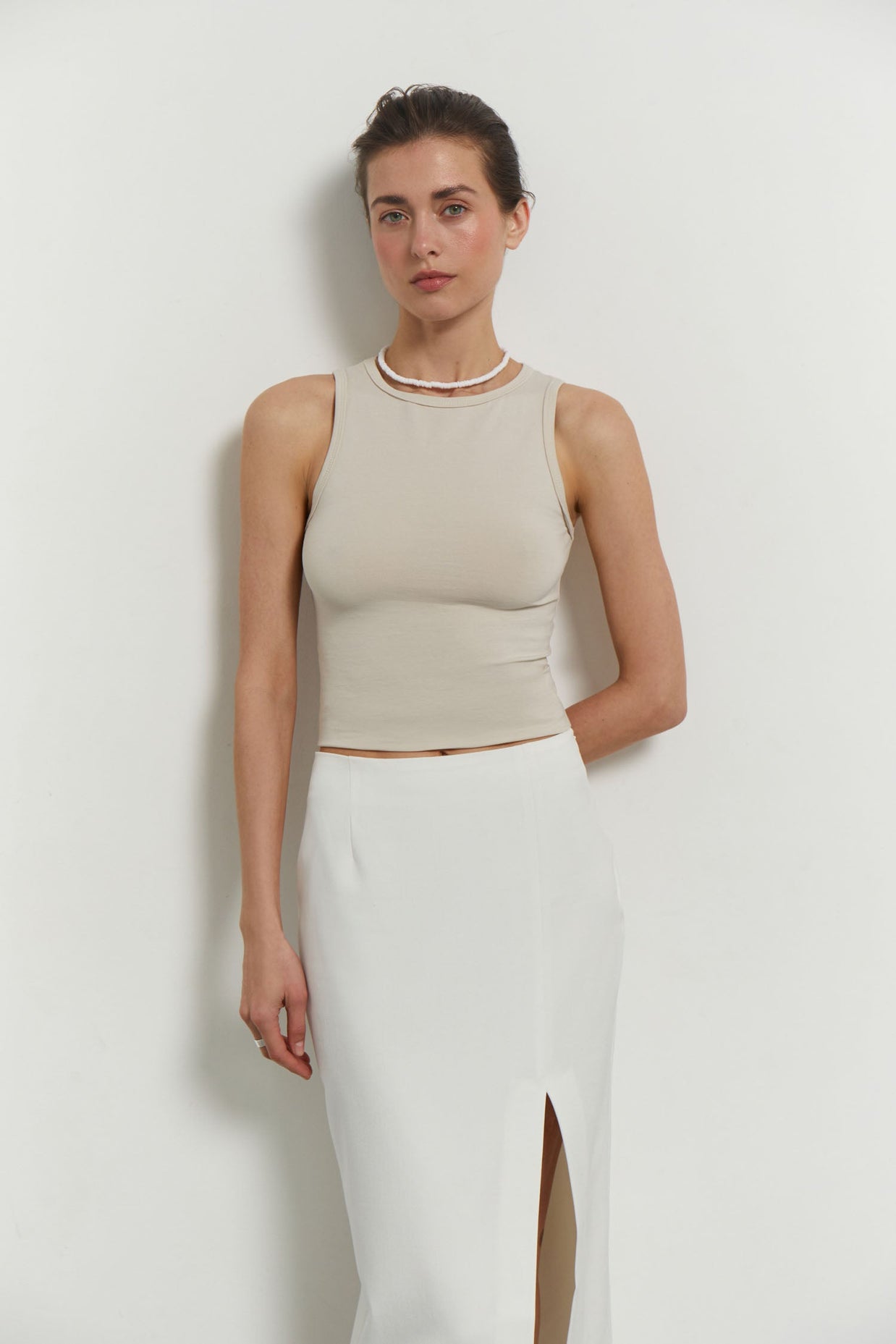 Jersey top in cream