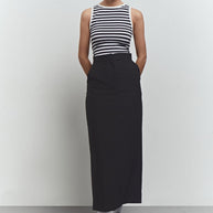 Jersey top in grey-melange/black