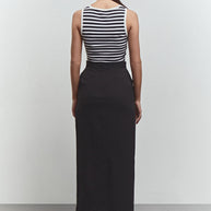 Jersey top in grey-melange/black
