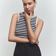 Jersey top in grey-melange/black