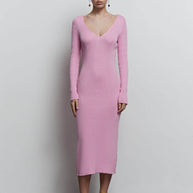 Jersey midi dress with open back
