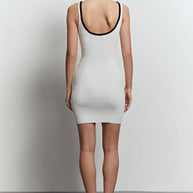 Knitted mini dress with edging in milk