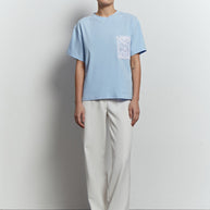 Oversized t-shirt with embroidery decoration in blue/white