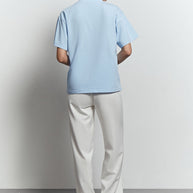 Oversized t-shirt with embroidery decoration in blue/white