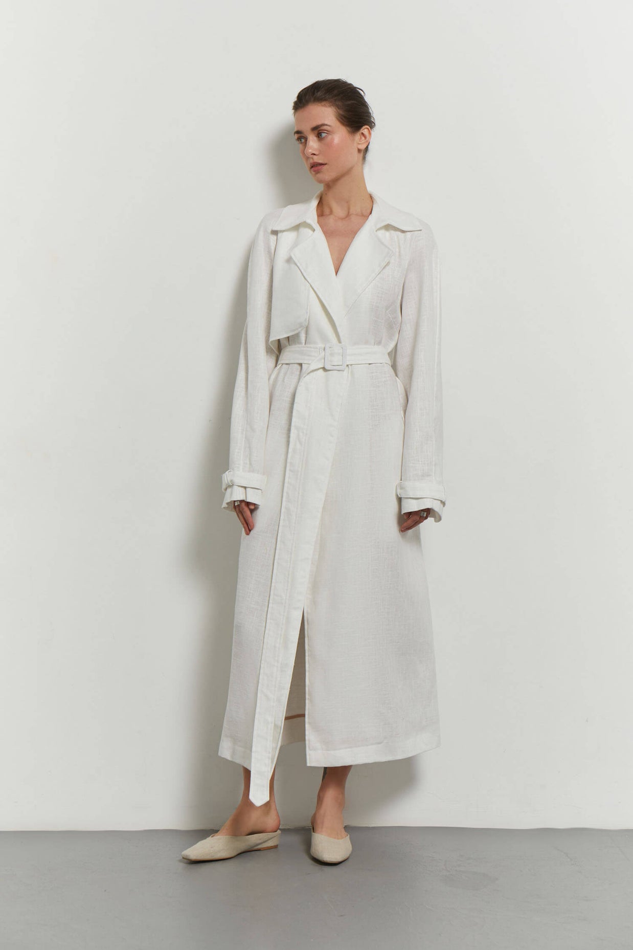Linen oversized trenchcoat