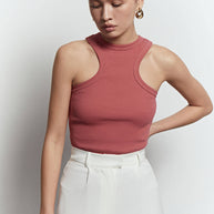 Jersey top with deep cutouts