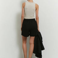 Oversized linen shorts with buttons