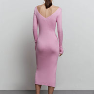 Jersey midi dress with open back