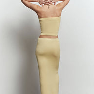 Knitted low waist midi skirt