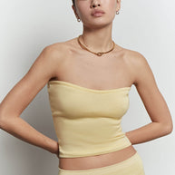 Knitted slim fit top in lemon