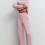 Knitted pants with cuts