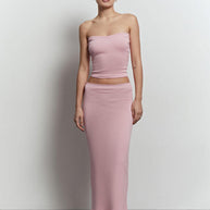 Knitted low waist midi skirt