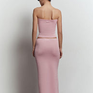 Knitted low waist midi skirt