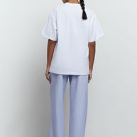 Oversized t-shirt with embroidery decoration in blue/white