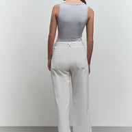 Jersey top in grey-melange/black