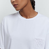Oversized t-shirt with embroidery decoration in blue/white