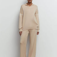Knitted polo sweater with edging