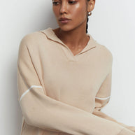 Knitted polo sweater with edging