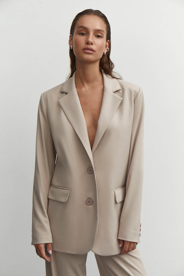 Single-breasted blazer in olive/cream