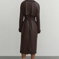 Faux leather oversized trenchcoat