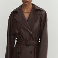 Faux leather oversized trenchcoat
