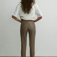 Faux leather pants in cream