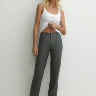 Faux leather pants with slits