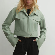 Short faux leather jacket