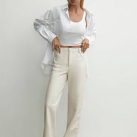 Faux leather pants with slits