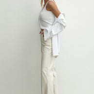 Faux leather pants with slits