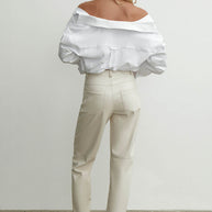 Faux leather pants with slits