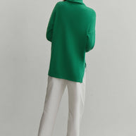 Knitted sweater in green/yellow