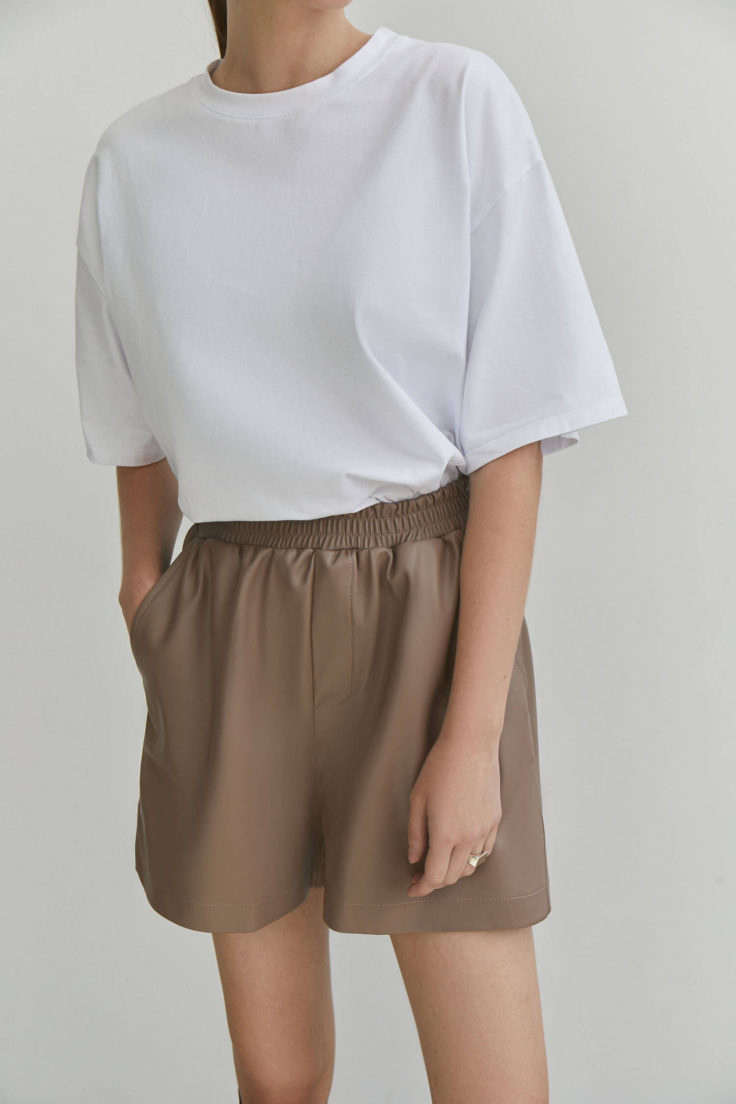 Faux leather shorts