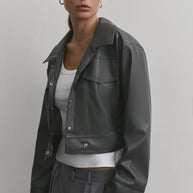 Short faux leather jacket