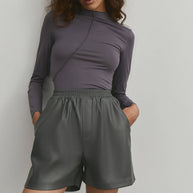 Faux leather shorts