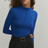 Longsleeve textured in navy blue/cream