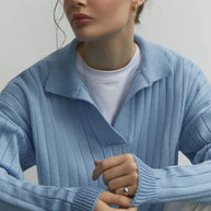 Knitted polo sweater