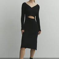 Knitted midi dress with wrapover