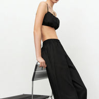 Linen pants with elastic band