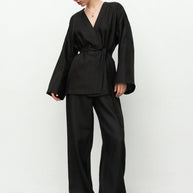 Linen kimono cape with belt