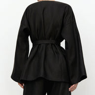 Linen kimono cape with belt