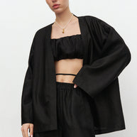Linen kimono cape with belt