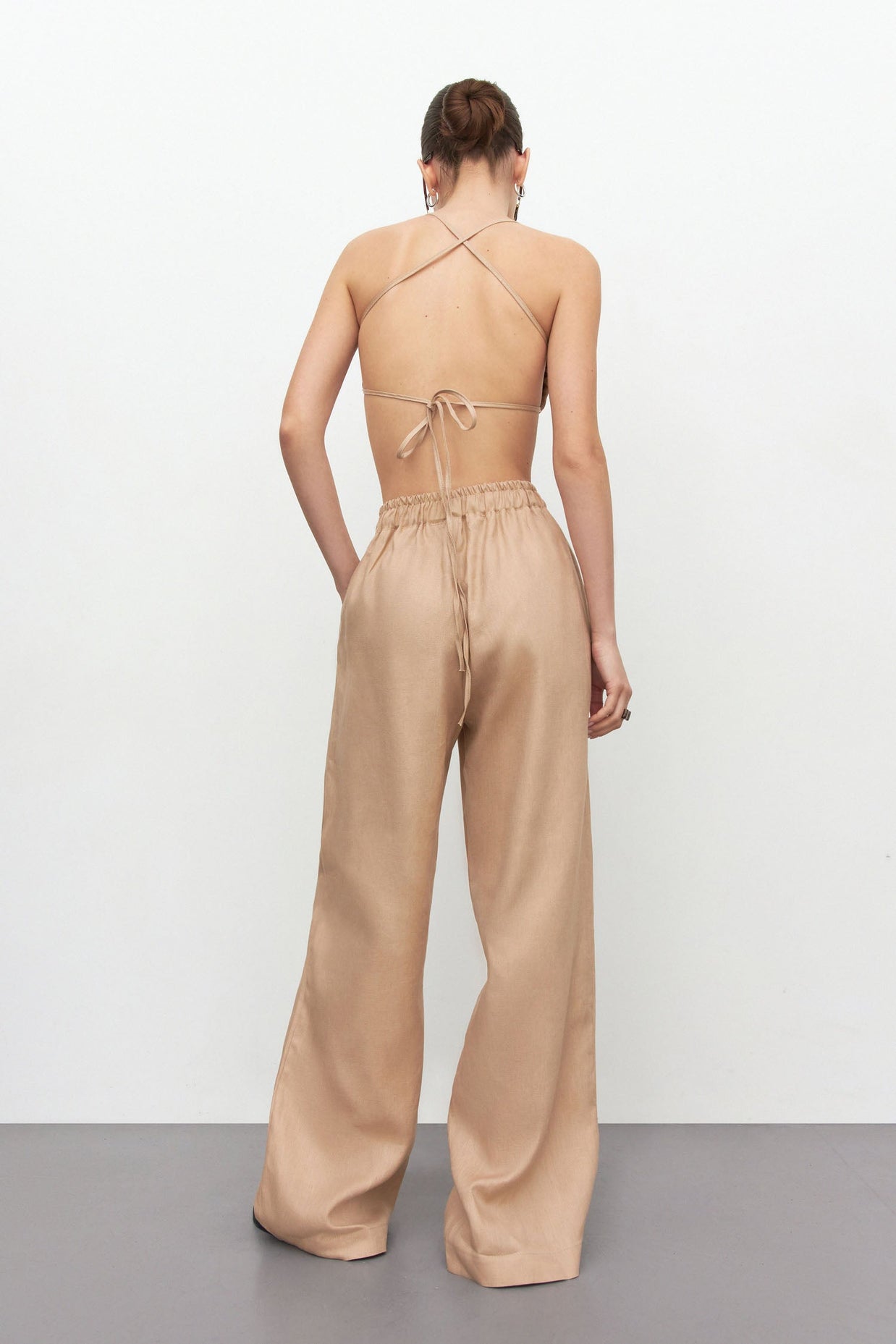 Linen top with drawstrings