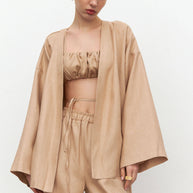 Linen kimono cape with belt