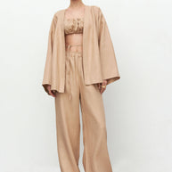 Linen kimono cape with belt