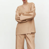 Linen kimono cape with belt