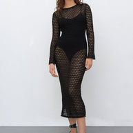 Knitted midi dress with openwork
