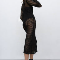 Knitted midi dress with openwork