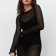 Knitted midi dress with openwork